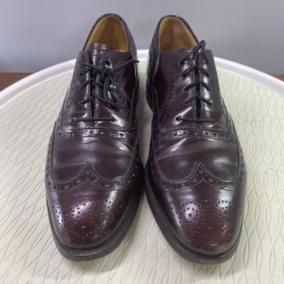 Vintage Johnston&Murphy Men\'s Dark Burgundy‎ Dress Shoes Loafers Sz.9 Wingtip main image 5